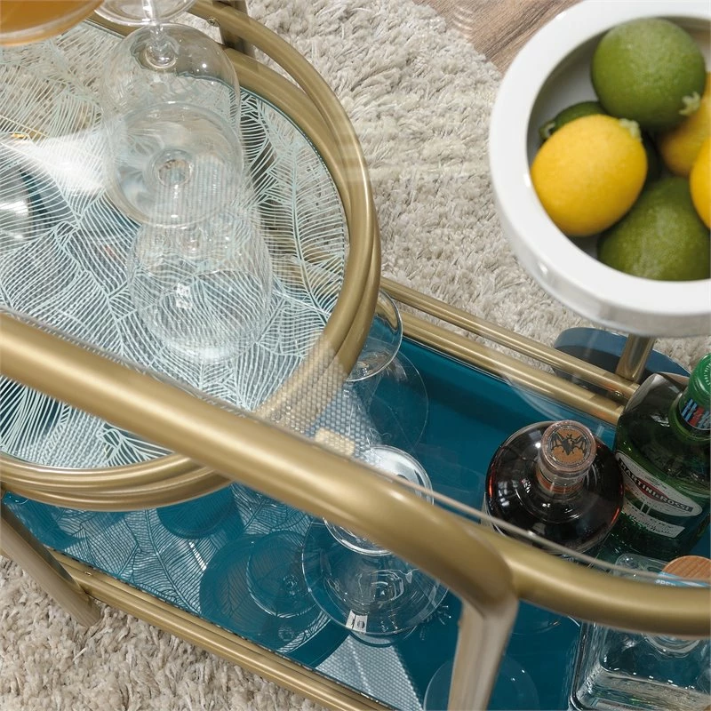 New π― Sauder Coral Cape Modern 3-Shelf Glass And Metal Bar Cart In Satin Gold π€© 11 New π― Sauder Coral Cape Modern 3-Shelf Glass And Metal Bar Cart In Satin Gold π€© - Image 11