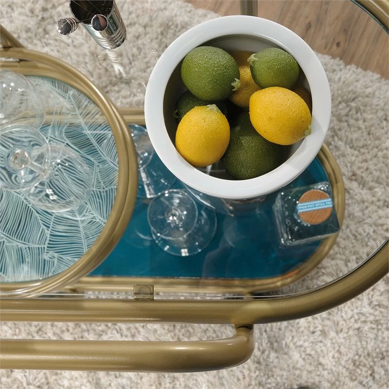 New π― Sauder Coral Cape Modern 3-Shelf Glass And Metal Bar Cart In Satin Gold π€© 12 New π― Sauder Coral Cape Modern 3-Shelf Glass And Metal Bar Cart In Satin Gold π€© - Image 12