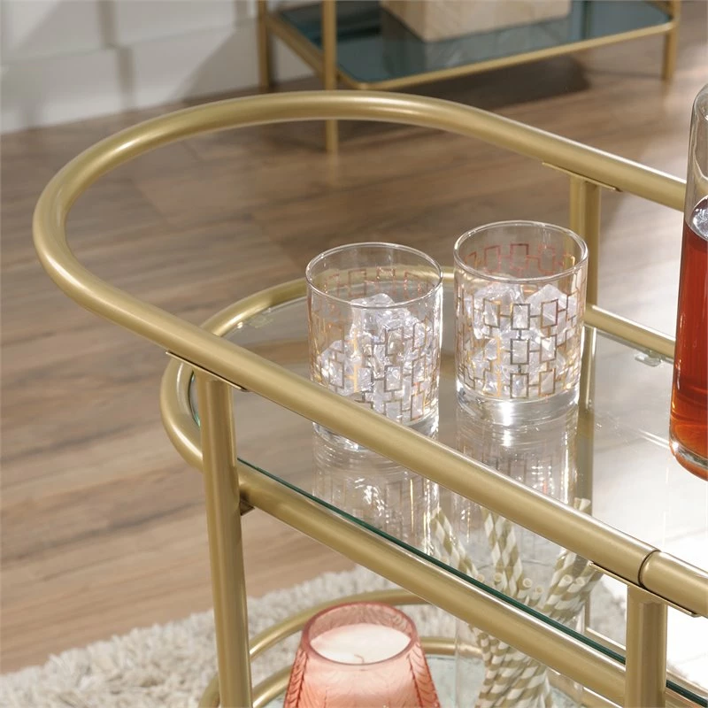New π― Sauder Coral Cape Modern 3-Shelf Glass And Metal Bar Cart In Satin Gold π€© 13 New π― Sauder Coral Cape Modern 3-Shelf Glass And Metal Bar Cart In Satin Gold π€© - Image 13