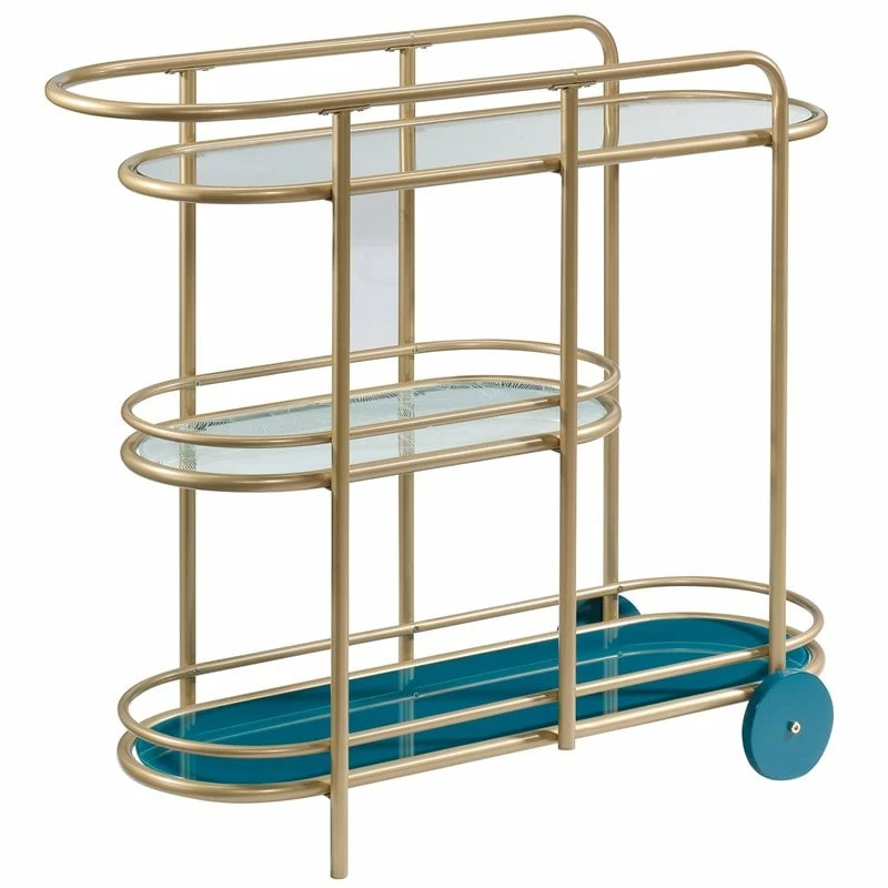 New π― Sauder Coral Cape Modern 3-Shelf Glass And Metal Bar Cart In Satin Gold π€© 1 New π― Sauder Coral Cape Modern 3-Shelf Glass And Metal Bar Cart In Satin Gold π€©