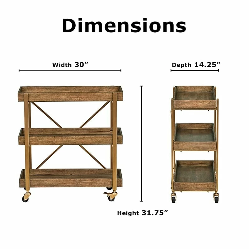 Brand new β€οΈ Adore Decor Riley Wooden Kitchen Bar Cart Gold π 2 Brand new β€οΈ Adore Decor Riley Wooden Kitchen Bar Cart Gold π - Image 2