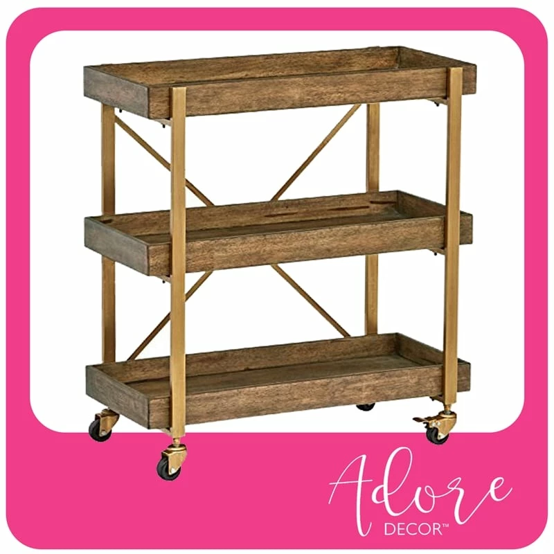 Brand new β€οΈ Adore Decor Riley Wooden Kitchen Bar Cart Gold π 1 Brand new β€οΈ Adore Decor Riley Wooden Kitchen Bar Cart Gold π