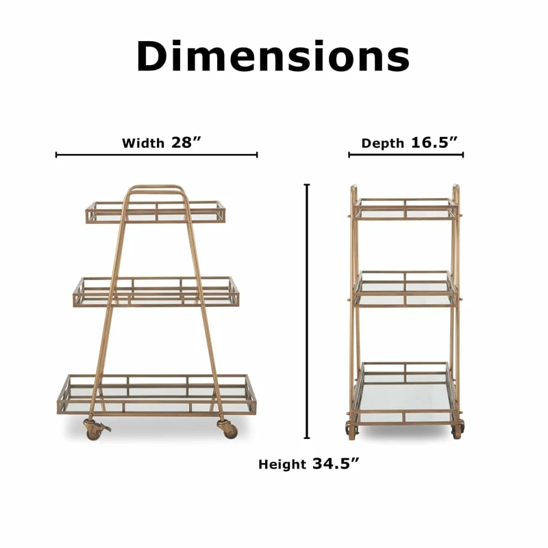 Buy π Adore Decor Addison Bar Cart Antique Gold β 3 Buy π Adore Decor Addison Bar Cart Antique Gold β - Image 3