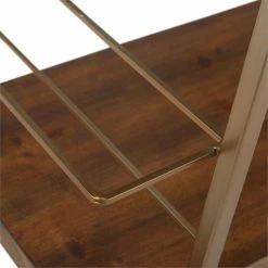 Wholesale ⭐ Finch Maxwell Kitchen Bar Cart Gold/Brown With Wheels 🤩 -Guest Chairs Sales 1997815 11 L