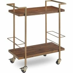 Wholesale ⭐ Finch Maxwell Kitchen Bar Cart Gold/Brown With Wheels 🤩 -Guest Chairs Sales 1997815 4 L