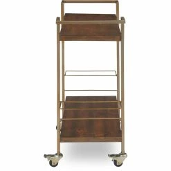 Wholesale ⭐ Finch Maxwell Kitchen Bar Cart Gold/Brown With Wheels 🤩 -Guest Chairs Sales 1997815 5 L