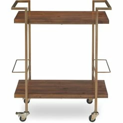 Wholesale ⭐ Finch Maxwell Kitchen Bar Cart Gold/Brown With Wheels 🤩 -Guest Chairs Sales 1997815 6 L