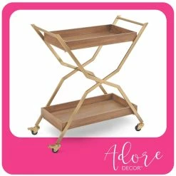 New β Adore Decor Jolie Kitchen Bar Cart Gold/Brown π§¨