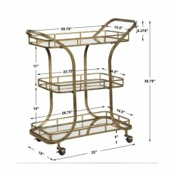Outlet 🎉 Uttermost Stassi Serving Cart In Antique Gold ⭐ -Guest Chairs Sales 2000398 16 L