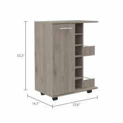 Outlet 🔥 Tuhome Furniture Tuhome Bar Cart Cabinet With Six Cubbies And Two Shelves In Light Gray ✨ -Guest Chairs Sales 2005988 1 L