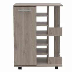 Outlet 🔥 Tuhome Furniture Tuhome Bar Cart Cabinet With Six Cubbies And Two Shelves In Light Gray ✨ -Guest Chairs Sales 2005988 12 L
