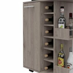 Outlet 🔥 Tuhome Furniture Tuhome Bar Cart Cabinet With Six Cubbies And Two Shelves In Light Gray ✨ -Guest Chairs Sales 2005988 8 L