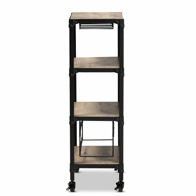 Promo ๐ Pemberly Row Wood Mobile Kitchen Bar Cart In Black Metal Oak ๐ฏ 3 Promo ๐ Pemberly Row Wood Mobile Kitchen Bar Cart In Black Metal Oak ๐ฏ - Image 3