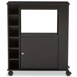 Wholesale ⭐ Pemberly Row Mobile Home Bar Cabinet In Dark Brown 👍 -Guest Chairs Sales 2014007 2 L