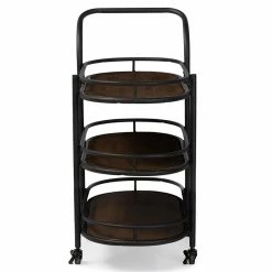 Cheap ❤️ Pemberly Row Bar Cart In Brown And Antique Black 👍 -Guest Chairs Sales 2014008 3 L