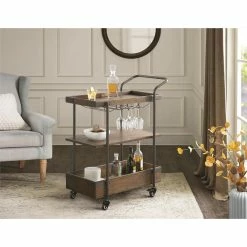 Best deal โค๏ธ Alaterre Furniture Kyra 32" Wood And Metal Bar Cart In Oak ๐ 6 Best deal โค๏ธ Alaterre Furniture Kyra 32" Wood And Metal Bar Cart In Oak ๐ -Guest Chairs Sales 2016499 1 L