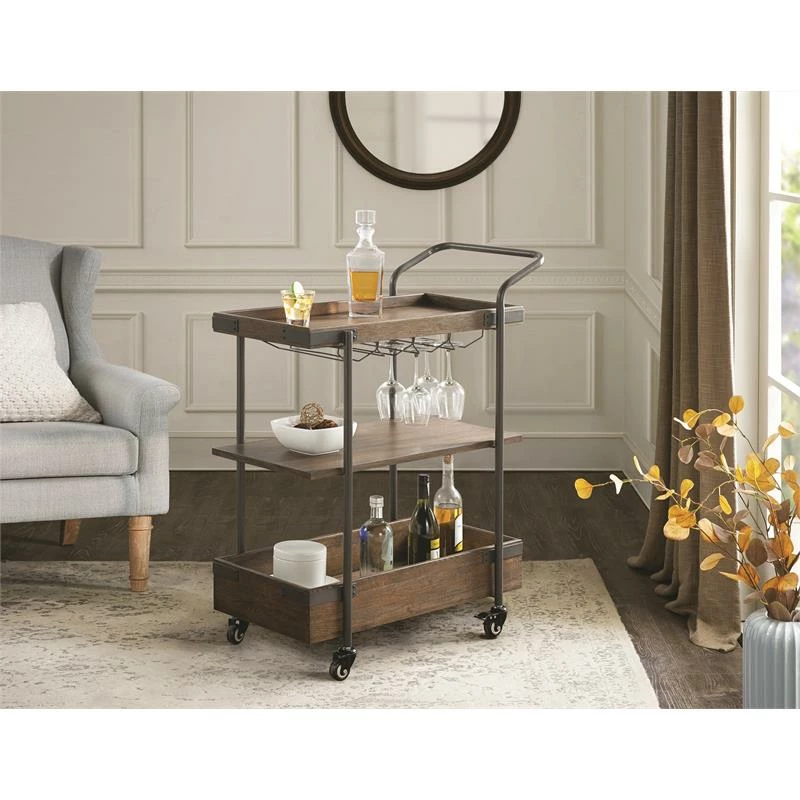 Best deal โค๏ธ Alaterre Furniture Kyra 32" Wood And Metal Bar Cart In Oak ๐ 3 Best deal โค๏ธ Alaterre Furniture Kyra 32" Wood And Metal Bar Cart In Oak ๐ - Image 3