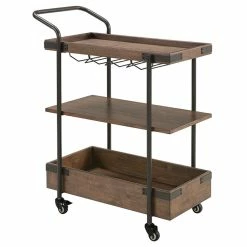 Best deal ❤️ Alaterre Furniture Kyra 32" Wood And Metal Bar Cart In Oak 😍