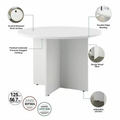 Deals 😍 BBF 42W Round Conference Table With Wood Base In White - Engineered Wood ✔️ -Guest Chairs Sales 2025316 2 L