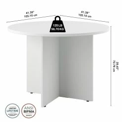 Deals 😍 BBF 42W Round Conference Table With Wood Base In White - Engineered Wood ✔️ -Guest Chairs Sales 2025316 5 L