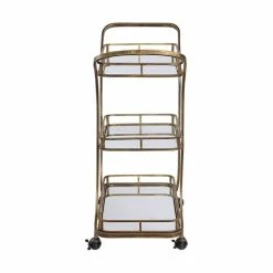 New 🧨 Maklaine Serving Cart In Antique Gold ✨ -Guest Chairs Sales 2027598 12 L