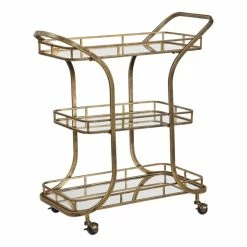 New 🧨 Maklaine Serving Cart In Antique Gold ✨ -Guest Chairs Sales 2027598 13 L