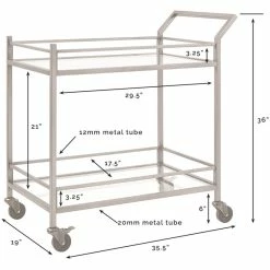 Flash Sale ✨ Pemberly Row Glass Top Metal Bar Cart In Oil Rubbed Bronze 🧨 -Guest Chairs Sales 2088771 5 L