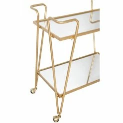 Flash Sale 😀 Allora Mid-Century Mirrored Bar Cart In Gold ✨ -Guest Chairs Sales 2107250 10 L