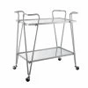 Flash Sale 🔔 Linon Mia Mid-Century Mirrored Metal Bar Cart In Silver 👏