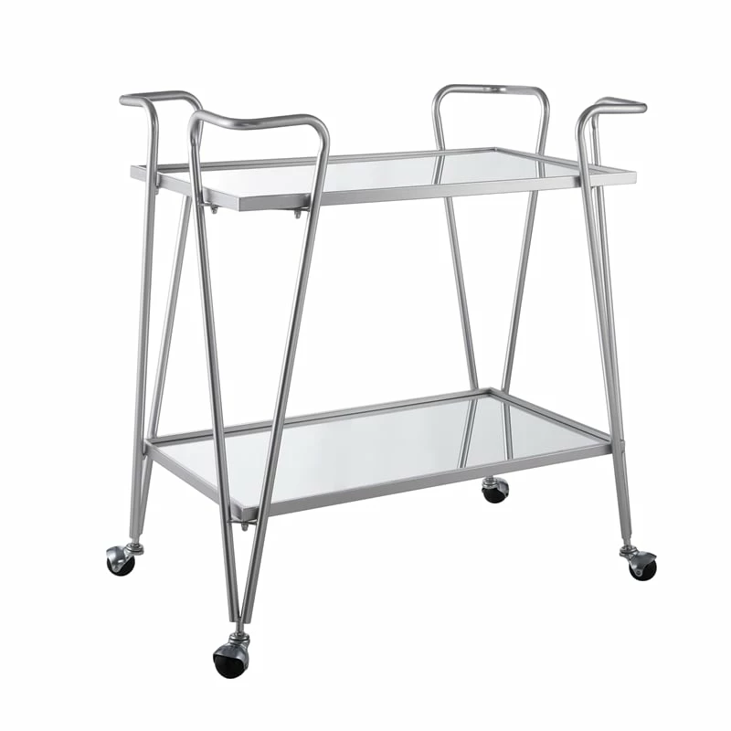 Flash Sale π Linon Mia Mid-Century Mirrored Metal Bar Cart In Silver π 1 Flash Sale π Linon Mia Mid-Century Mirrored Metal Bar Cart In Silver π