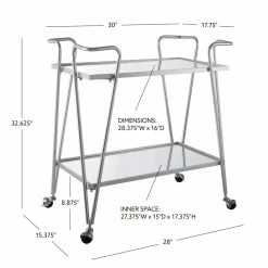 Flash Sale π Linon Mia Mid-Century Mirrored Metal Bar Cart In Silver π 11 Flash Sale π Linon Mia Mid-Century Mirrored Metal Bar Cart In Silver π -Guest Chairs Sales 2116717 20 L