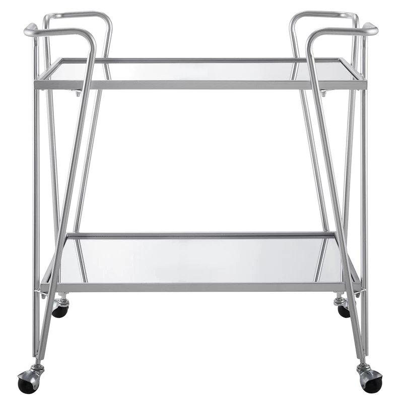 Outlet π Riverbay Furniture Mid-Century Metal Bar Cart In Silver π€© 2 Outlet π Riverbay Furniture Mid-Century Metal Bar Cart In Silver π€© - Image 2