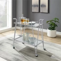 Outlet π Riverbay Furniture Mid-Century Metal Bar Cart In Silver π€© 12 Outlet π Riverbay Furniture Mid-Century Metal Bar Cart In Silver π€© -Guest Chairs Sales 2118694 5 L
