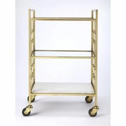 Best deal 🌟 Beaumont Lane Metropolitan Living Polished Bar Cart In Gold 😍 -Guest Chairs Sales 2119433 3 L