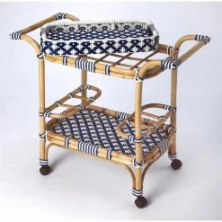 Top 10 😍 Beaumont Lane Island Living Rattan Bar Cart In Blue And White ❤️ -Guest Chairs Sales 2119467 6 L