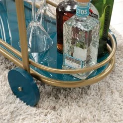 Brand new ✔️ Pemberly Row Modern 3-Shelf Glass And Metal Bar Cart In Satin Gold 🌟 -Guest Chairs Sales 2128823 3 L