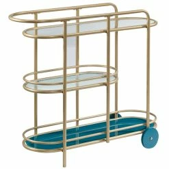 Brand new ✔️ Pemberly Row Modern 3-Shelf Glass And Metal Bar Cart In Satin Gold 🌟
