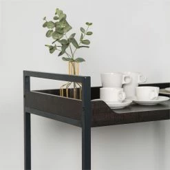 Cheapest 🔔 Cloud Mountain Bar Serving Cart With Wheel Casters In Smoked Oak 🎁 -Guest Chairs Sales 2129394 3 L