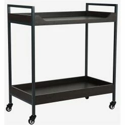 Cheapest 🔔 Cloud Mountain Bar Serving Cart With Wheel Casters In Smoked Oak 🎁