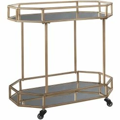 Flash Sale 💯 Bowery Hill Glass And Metal Bar Cart In Gold 😀
