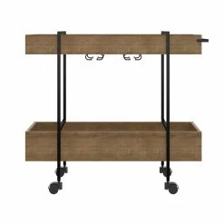 Buy ✨ Casabianca Furniture Modern Peak Engineered Wood Bar Cart In Walnut ⭐ -Guest Chairs Sales 2137137 4 L