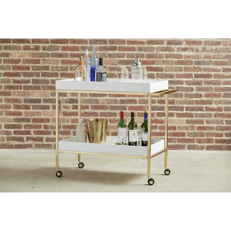 Promo π Home Fare Brushed Gold & White Bar Cart π 2 Promo π Home Fare Brushed Gold & White Bar Cart π - Image 2