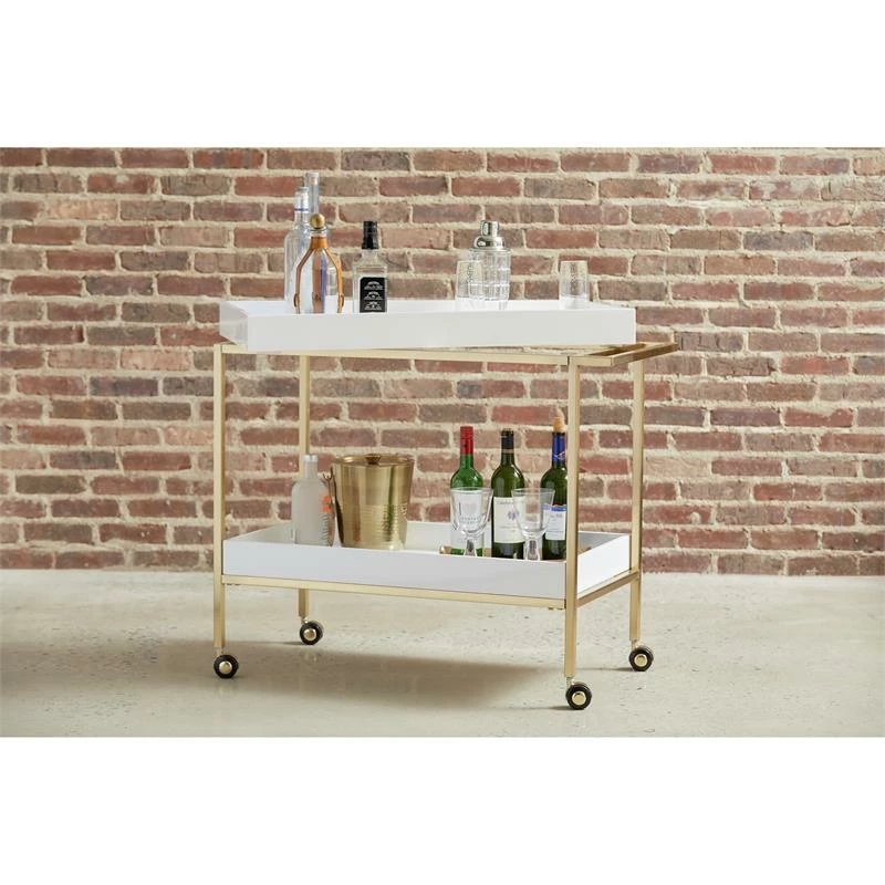 Promo π Home Fare Brushed Gold & White Bar Cart π 5 Promo π Home Fare Brushed Gold & White Bar Cart π - Image 5