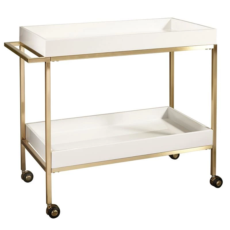 Promo π Home Fare Brushed Gold & White Bar Cart π 1 Promo π Home Fare Brushed Gold & White Bar Cart π