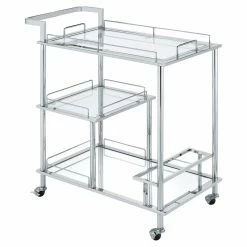Buy 🛒 ACME Furniture ACME Splinter Glass Tier Shelves Serving Cart With Wheels In Clear And Chrome 🛒 -Guest Chairs Sales 2148931 11 L