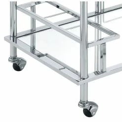 Buy 🛒 ACME Furniture ACME Splinter Glass Tier Shelves Serving Cart With Wheels In Clear And Chrome 🛒 -Guest Chairs Sales 2148931 13 L