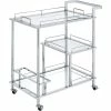 Buy 🛒 ACME Furniture ACME Splinter Glass Tier Shelves Serving Cart With Wheels In Clear And Chrome 🛒