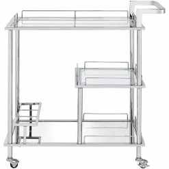 Buy 🛒 ACME Furniture ACME Splinter Glass Tier Shelves Serving Cart With Wheels In Clear And Chrome 🛒 -Guest Chairs Sales 2148931 7 L