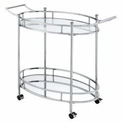 Flash Sale 😀 ACME Furniture ACME Jinx 2 Glass Tier Shelves Serving Cart With Wheels In Clear And Chrome 👏 -Guest Chairs Sales 2148932 6 L