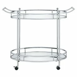 Flash Sale 😀 ACME Furniture ACME Jinx 2 Glass Tier Shelves Serving Cart With Wheels In Clear And Chrome 👏 -Guest Chairs Sales 2148932 7 L